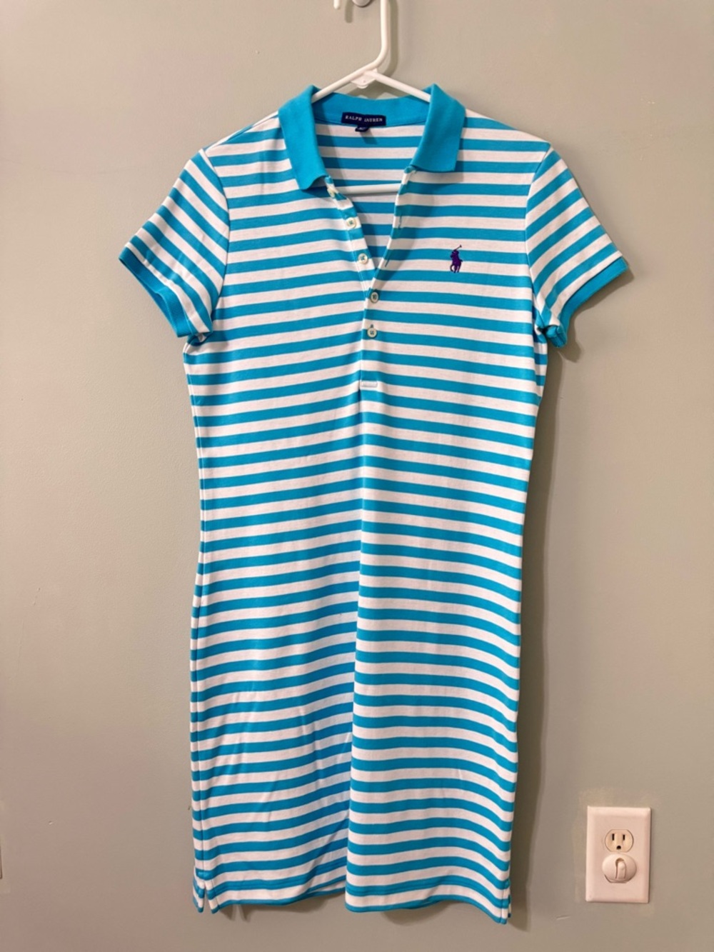 Ralph Lauren Women's Polo Shirt Dress M Classic Striped Blue Sport Golf Tennis